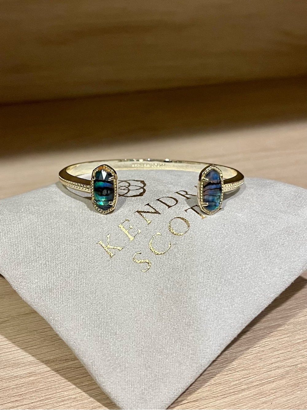 Kendra Scott Gold Abalone Opalene Open Cuff Bracelet - Iridescent Blue Green